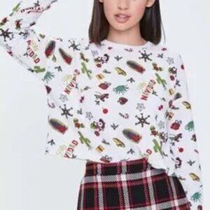 Christmas Thermal Top 3X Feliz Navidad Holiday All Over Print Relaxed Shirt Plus